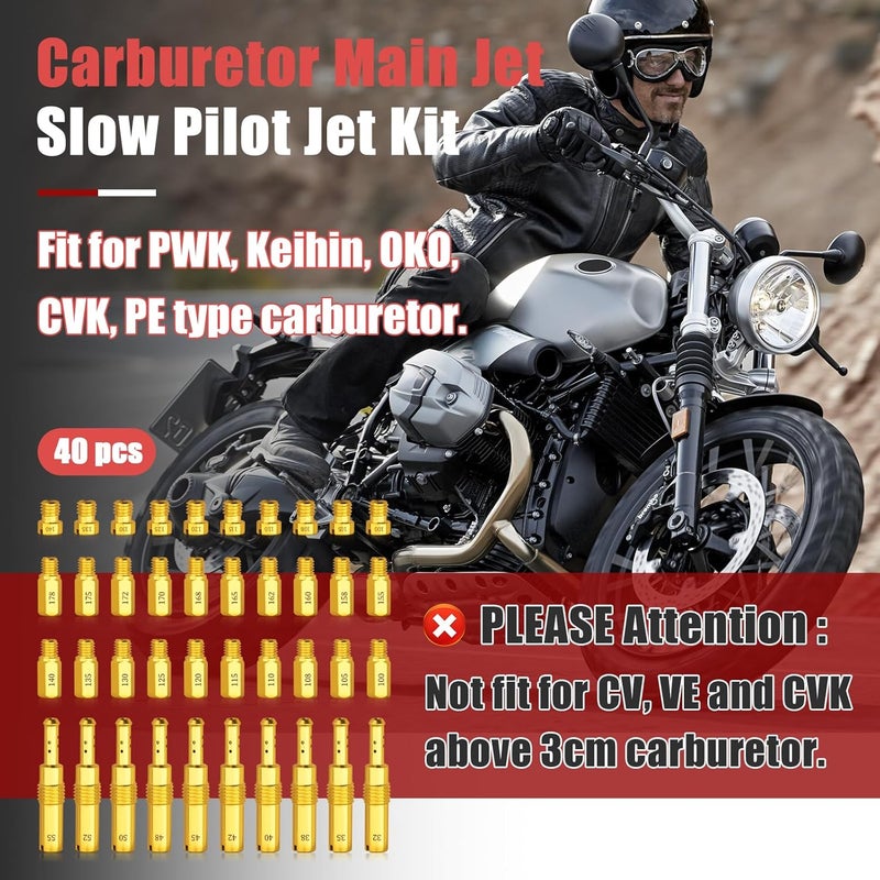 FixlyFido 40 Pcs Carburetor Main Jet Slow Pilot Jet Kit - Fit for PWK Keihin OKO CVK Crab, Includes 30Pcs Main Jets and 10Pcs Slow Pilot Jet - Replace SCL-2018090002-ZH-T-01/02 SCL-2018090001/03-ZH-T-0101 - Image 2